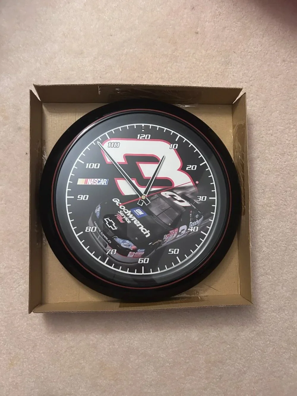 Dale Earnhardt #3 Car Clock with Authentic Engine Sounds- NASCAR RCR, In Box